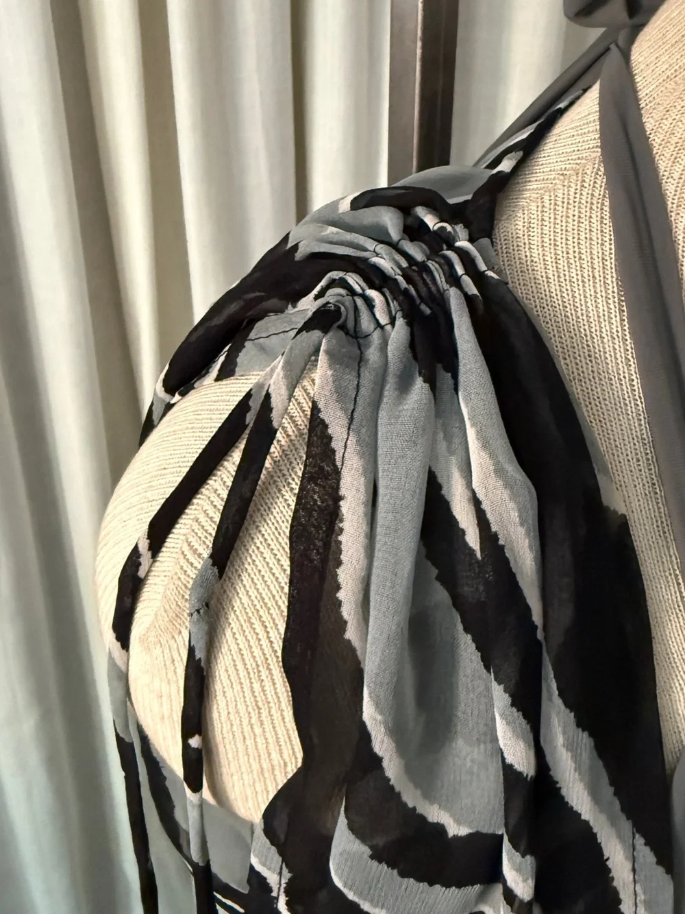Sheer Zebra-Print Maxi Cover-Up — Black/Grey
